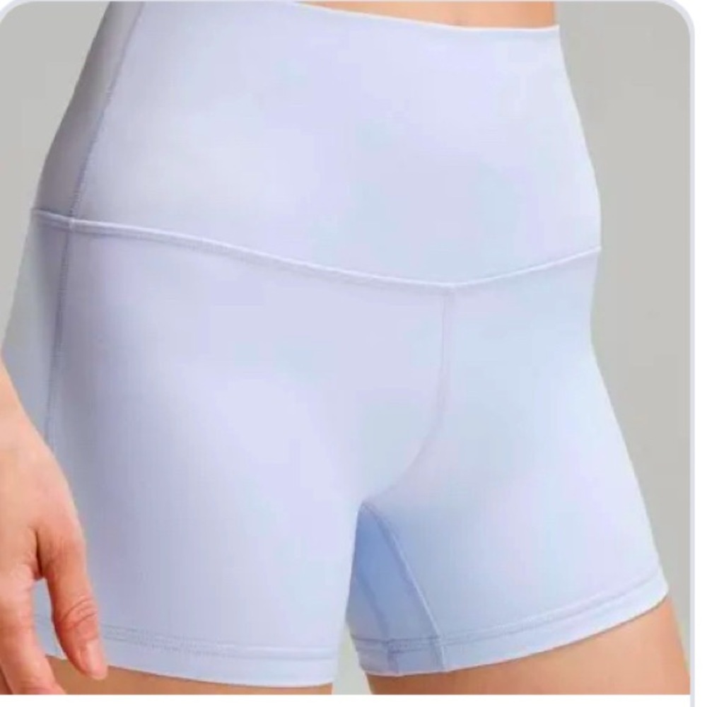 Lululemon Light Blue High-Waisted Shorts, 4” inseam, size 10